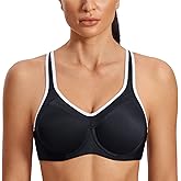 SYROKAN Women's Full Support High Impact Racerback Lightly Lined Underwire Sports Bra