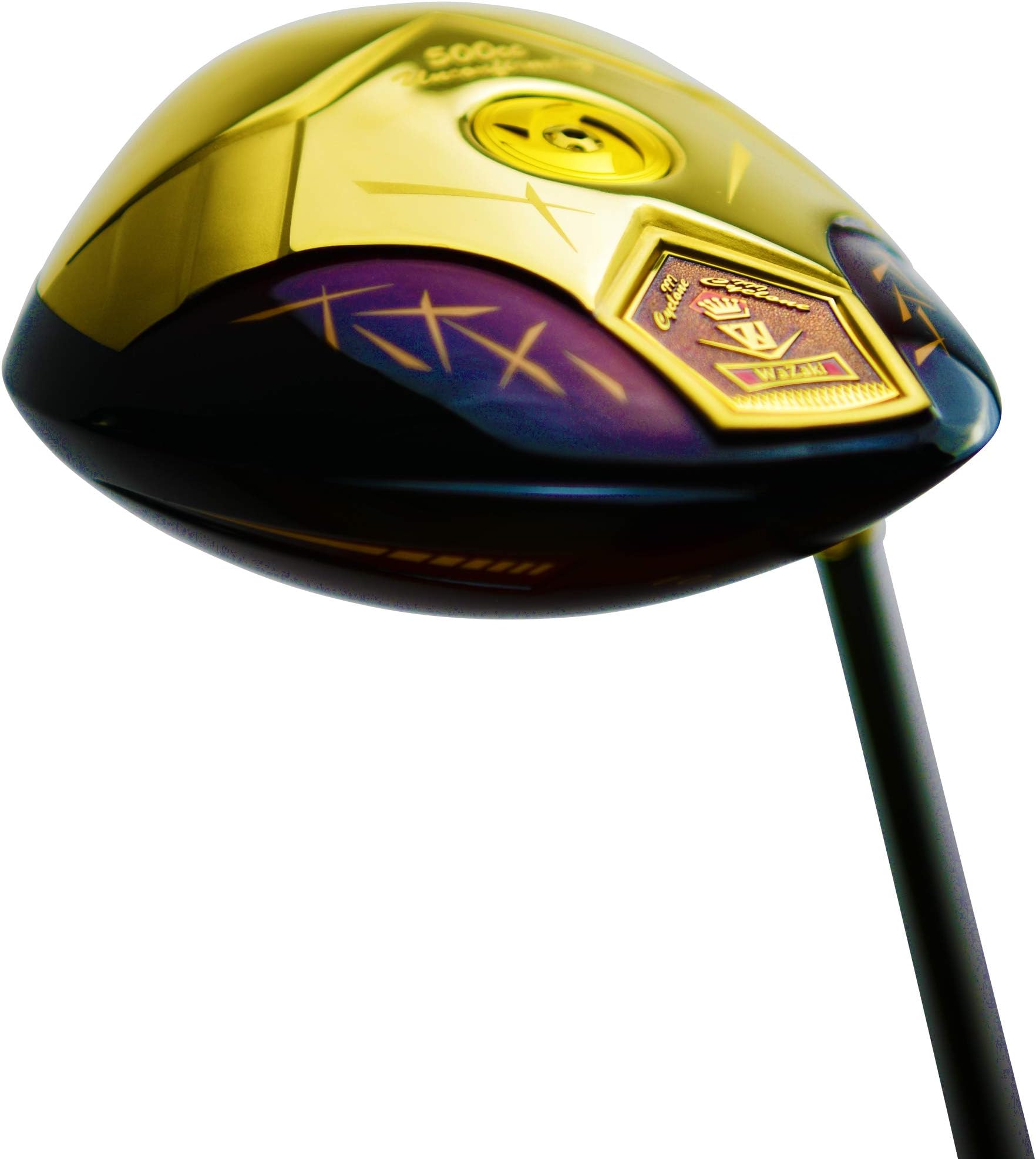 Japan WaZaki 14K Gold Finish Cyclone III High COR Close Face Draw Titanium Driver Golf Club Headcover (9.5 Degree Loft,Stiff Flex,Pro Graphite Shaft,Right Handed,500cc unconfirming Size)