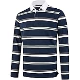 VANLYTK Mens Polo Shirts Striped Cotton Moisture Wicking Classic Collared Casual Golf Shirts for Men