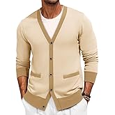 Runcati Men's Cardigan Sweater Long Sleeve V Neck Cardigan Casul Button Down Knitted Sweaters with Pockets