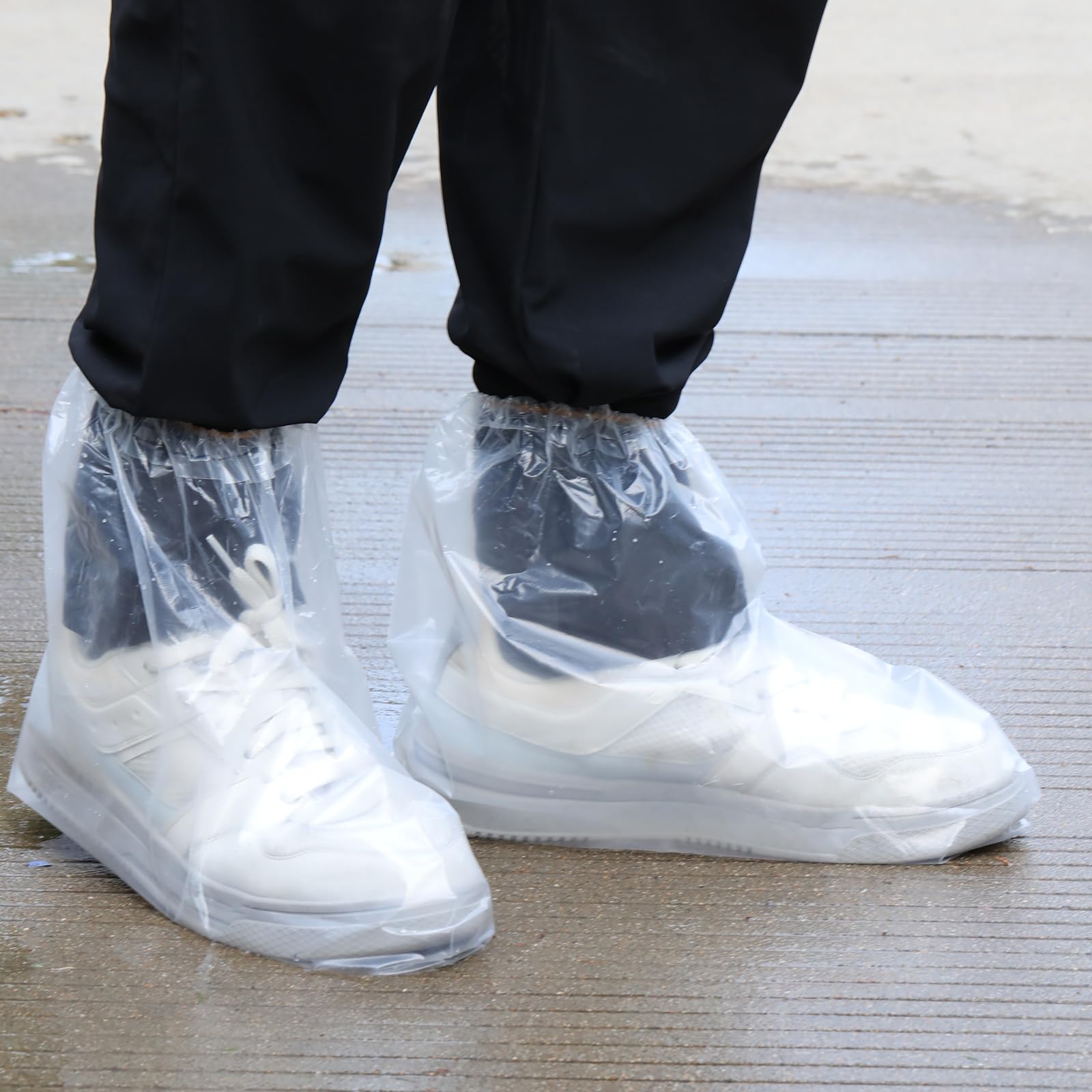 Photo 1 of 10 Pairs Shoe Covers Boot Covers Disposable Non-Slip Waterproof Shoe Covers, Thickened Waterproof Shoes Covers, Plastic Boot and Shoe Covers for Men and Women (Transparent)
