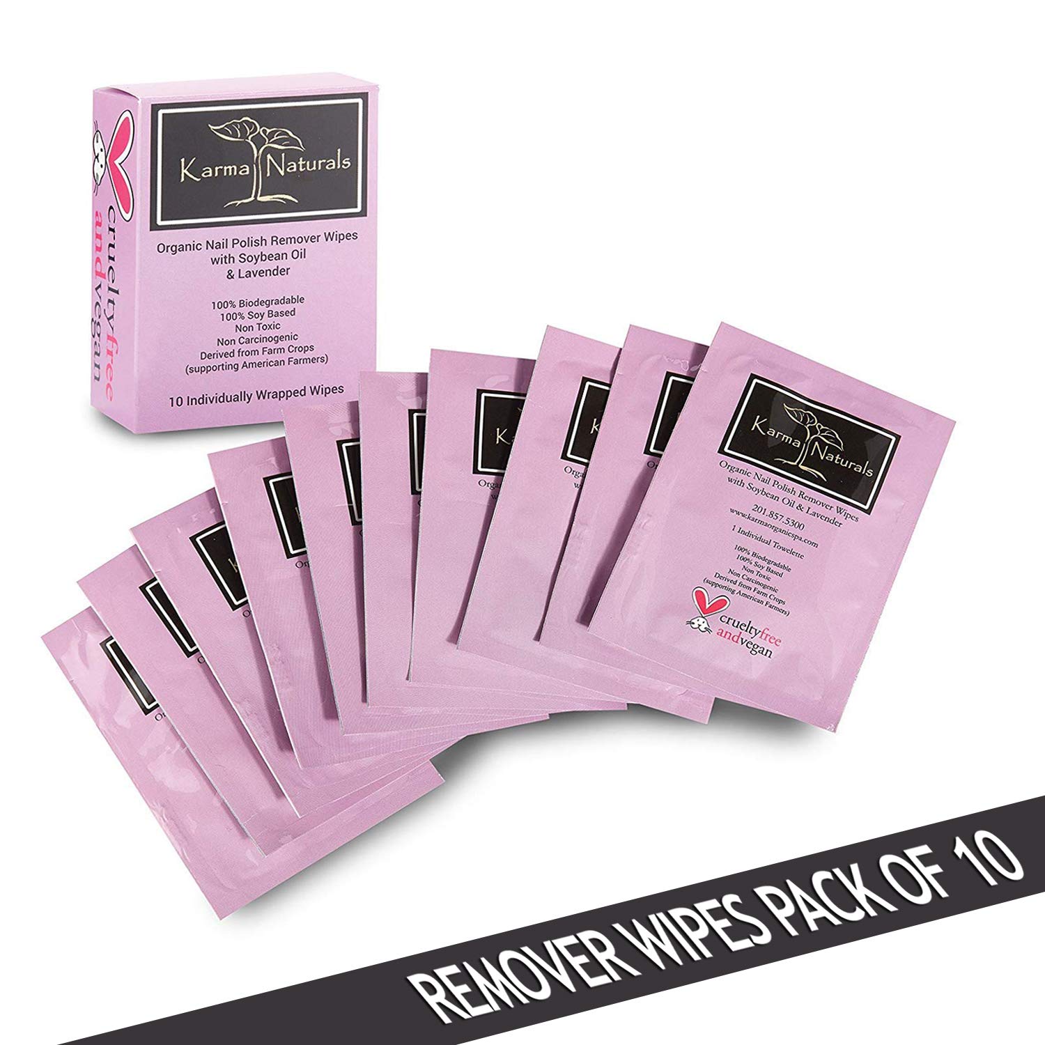 Karma Nail Polish Remover Wipes; Non-Toxic, Vegan, Cruelty-Free : Beauty