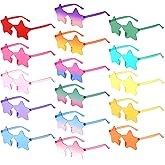 SUNOVELTIES 16/32 Pack Kids Star Rimless Sunglasses, Colored Party Glasses Bulk Transparent Fun Boy/Girls Birthday Favors