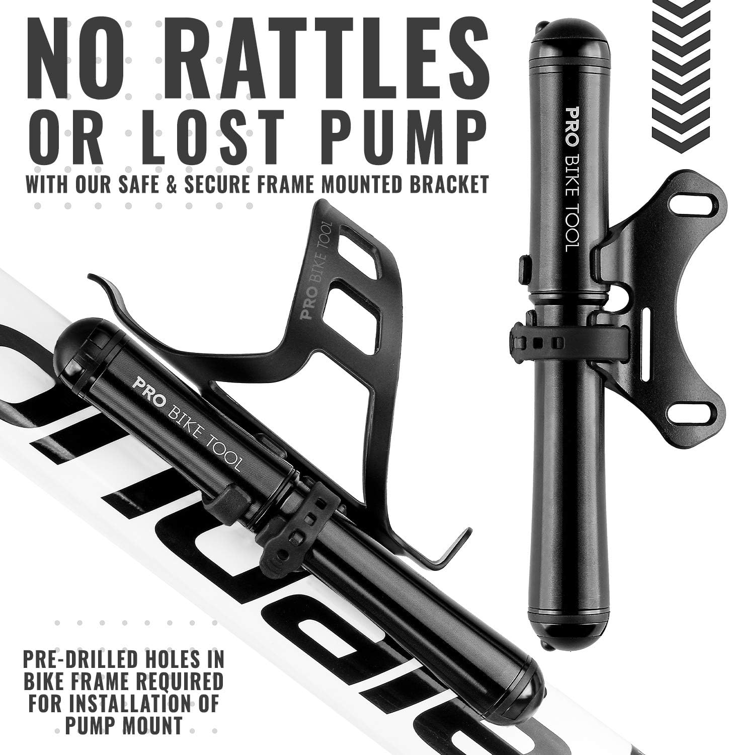 PRO BIKE TOOL Mini Bike Pump Premium Edition - Fits Presta and Schrader valves - High Pressure PSI - Bicycle Tire Pump for Road and Mountain Bikes : Sports & Outdoors