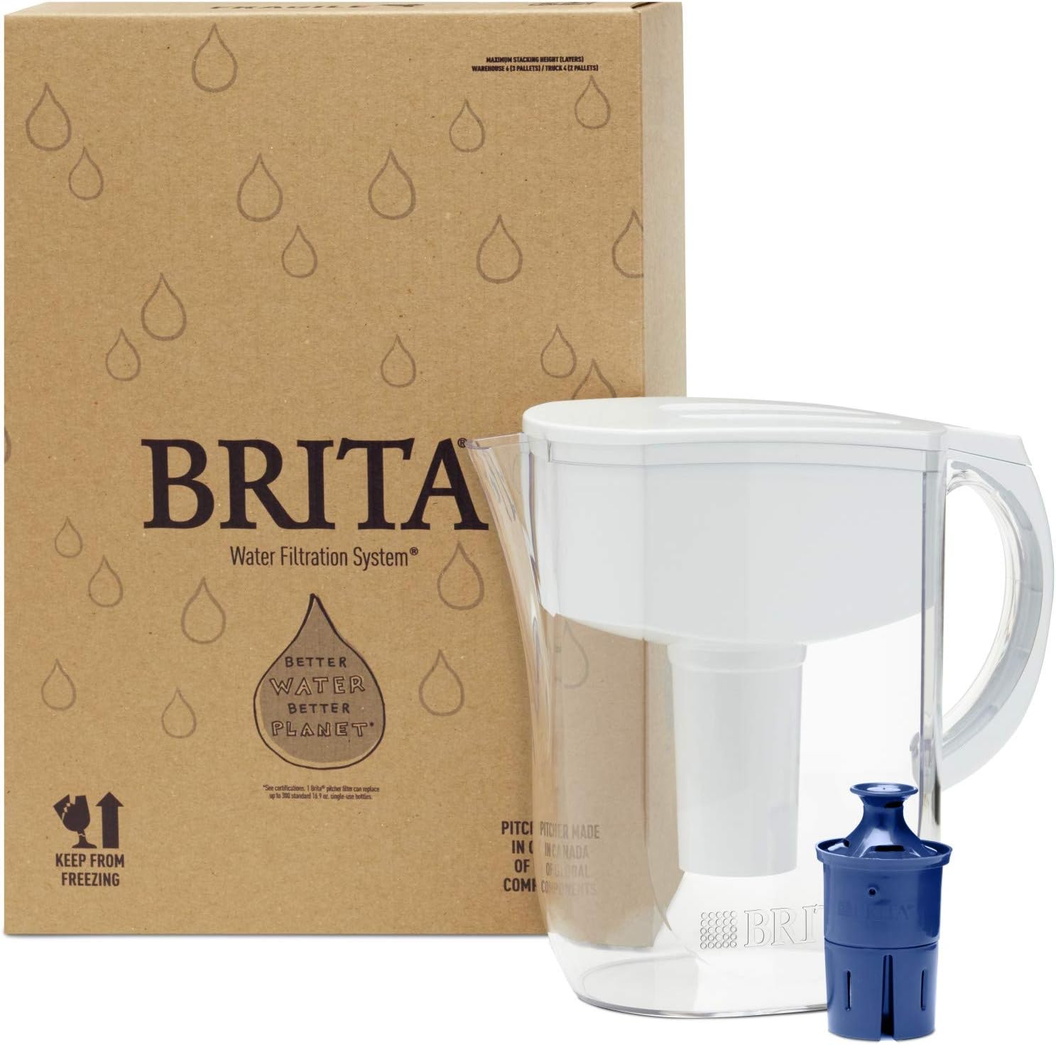 Brita Everyday Pitcher with 1 Longlast Filter, Large 10 Cup, White: Kitchen & Dining