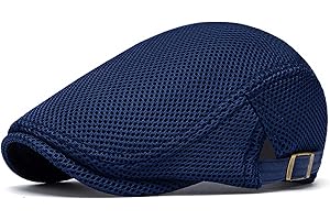 Lrastok Navy Blue Mens Mesh Cap Flat Ivy Gatsby Newsboy Beret Driving Hat Adjustable Breathable Summer Hats