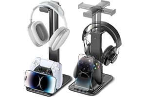 OIVO VGA DESIGN Gaming Headset & Controller Stand, Rotating Headphone Storage with Controller & Phone Holder, Game Desk Storage with Cable Organizer for PS5/PS4/XBOX PC Gamer Essentials Organizer Gift Accessories