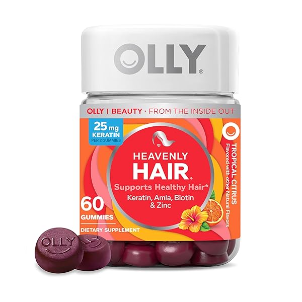 OLLY HEAVENLY HAIR GUMMY, SUPPORTS HEALTHY HAIR, KERATIN, BIOTIN, AMLA, CHEWABLE SUPPLEMENT, 30 DAY SUPPLY – 60 COUNT