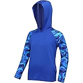 DRONIRING Boys Rash Guard Swim Hoodie, UPF 50+ UV Sun Protection Long Sleeve Fishing Shirt, Kids Youth SPF Water Shirts