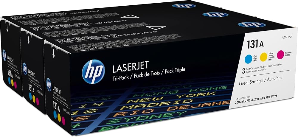 HP 131A Black Cyan Magenta Yellow Toner Cartridge Multipack CF210-3A LaserJet