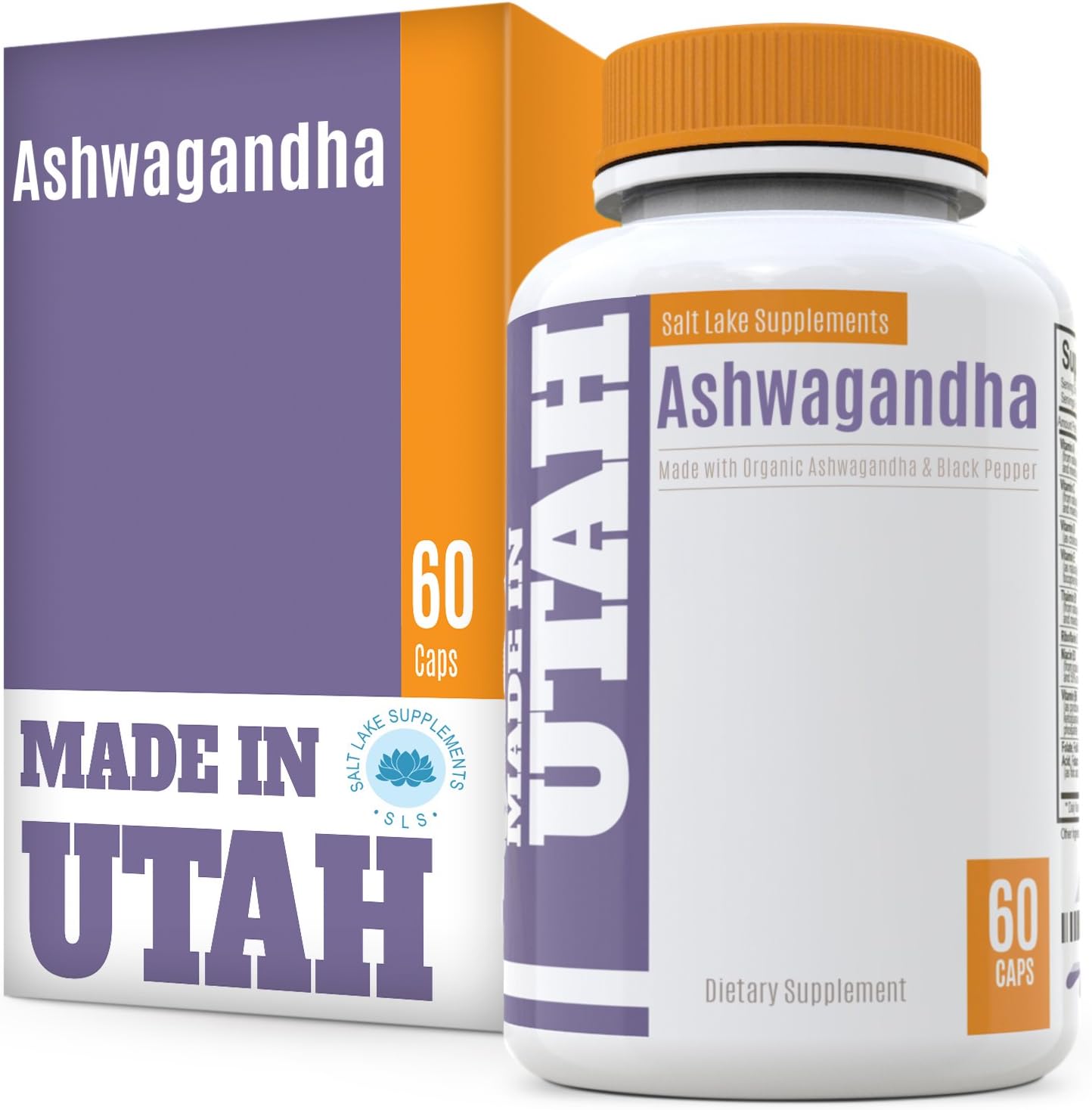 Organic Ashwagandha All Natural Stress Relief and Mood Enhancer to Help Combat Stress and Optimize Health, with Organic Black Pepper for Best Absorption and Bioavailability, 60 Capsules