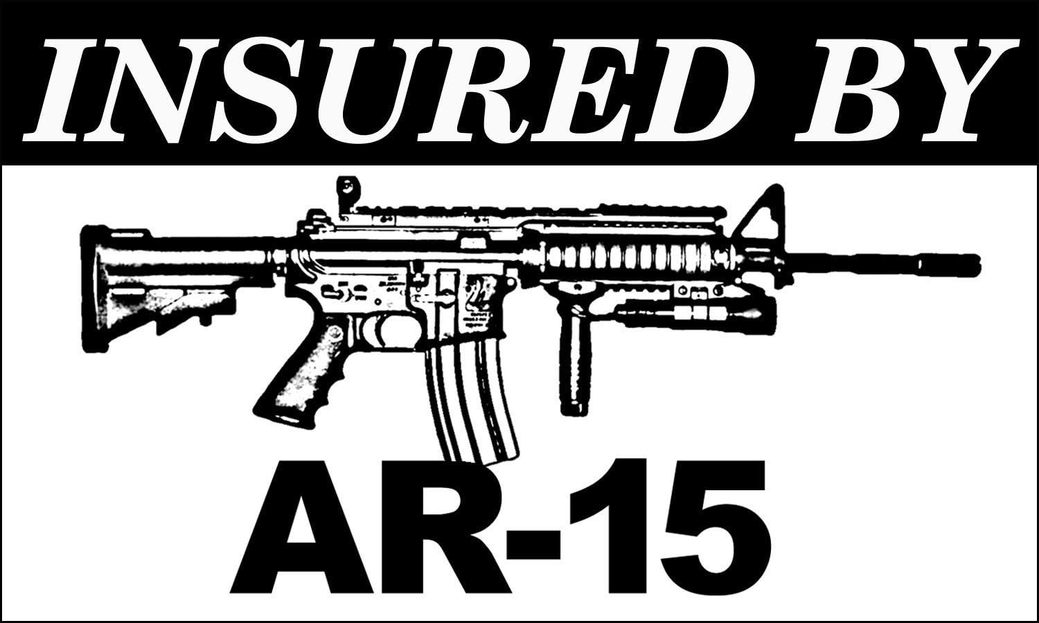 American Vinyl Insured by AR15 Sticker (Gun ar15 Decal