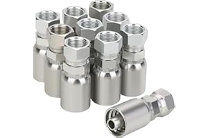 ANCIMOON 1/2’’ ID Hose x 1/2’’ JIC 37 Degree Flare Swivel Hydraulic Hose Fittings End, 10PCS Set for Single Wire Hydraulic Hose