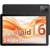 2026 Tablet 10 Inch Tablets PC with Octa-Core Android 16 Tablet with Case | 24GB RAM 128GB ROM 2TB Expand, 8000mAh Battery, HD IPS Display, GPS, Widevine L1, Split Screen, Metal Body -Black