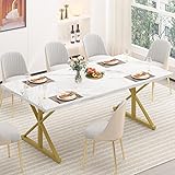 IBF White Faux Marble Dining Table, Modern Kitchen