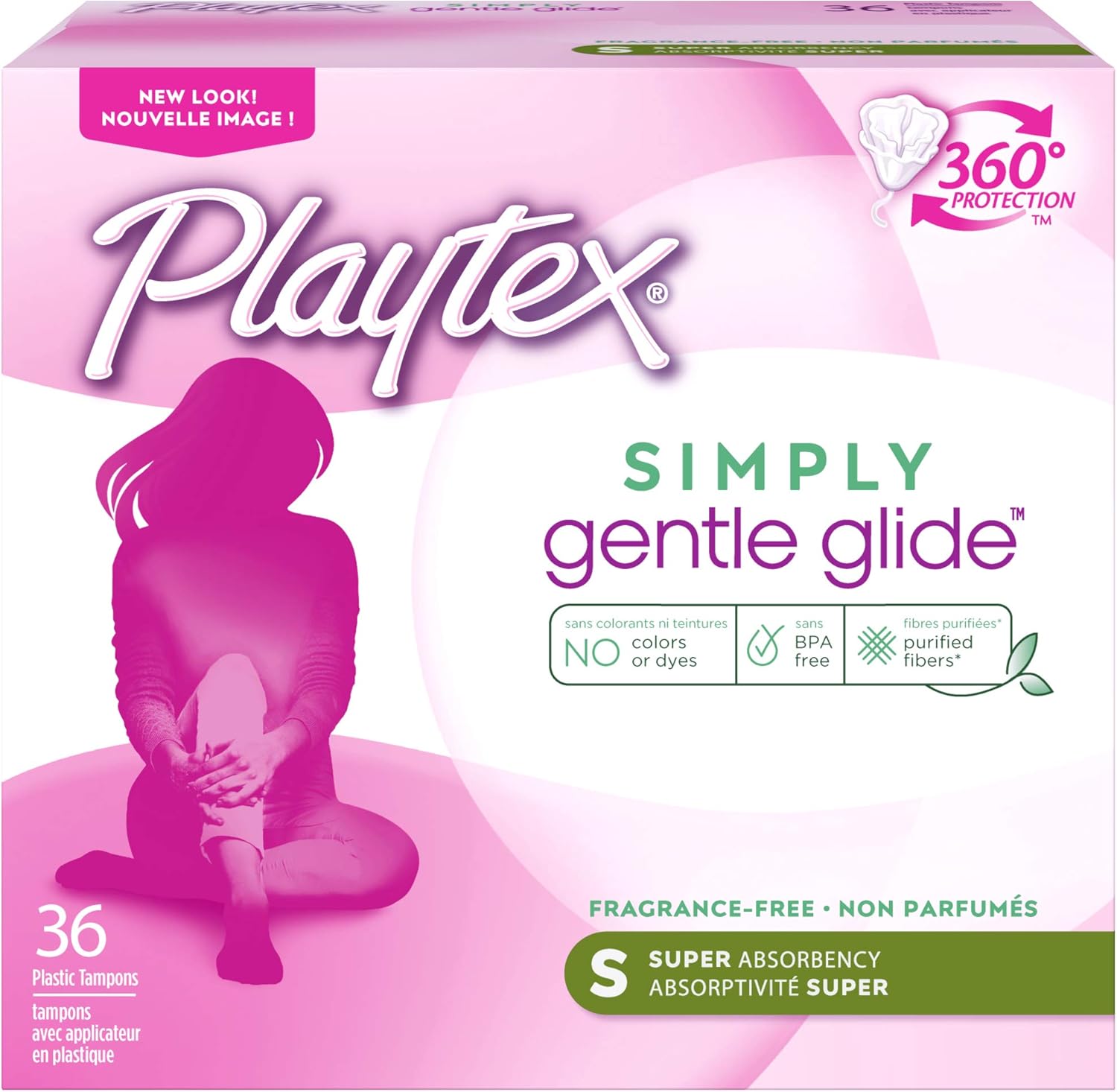 Playtex Simply Gentle Glide Unscented Tampons, Ultra Absorbency, 36 Count (Pack of 1) (Packaging May Vary): Health & Personal Care