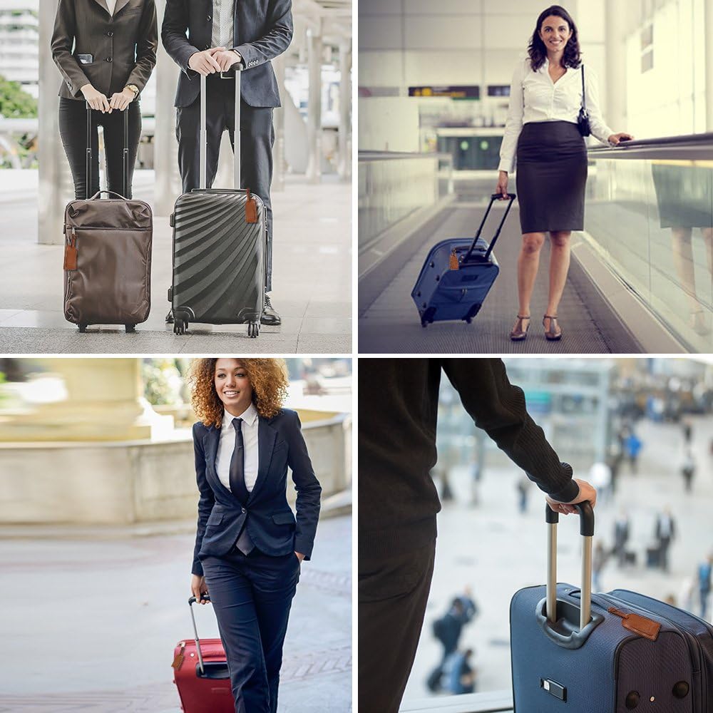  | Leather Luggage Tag by AVIMA | Bag Tags Suitcase Tags Identifiers Travel Tags 2pc - Brown | Luggage Tags