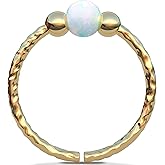 Gold Helix Earring - White Opal Cartilage Hoop Earrings - Thin 20 Gauge Helix Piercing Jewelry - 14k Gold Filled Cartilage Rings For Women
