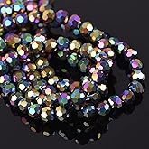 Niziky 300PCS 6mm Rondelle Crystal Beads for Jewelry Making, Rainbow AB Faceted Round Crystal Glass Beads for Jewelry, Spacer Bead for Bracelet Making, Glass Stones for DIY Crafts