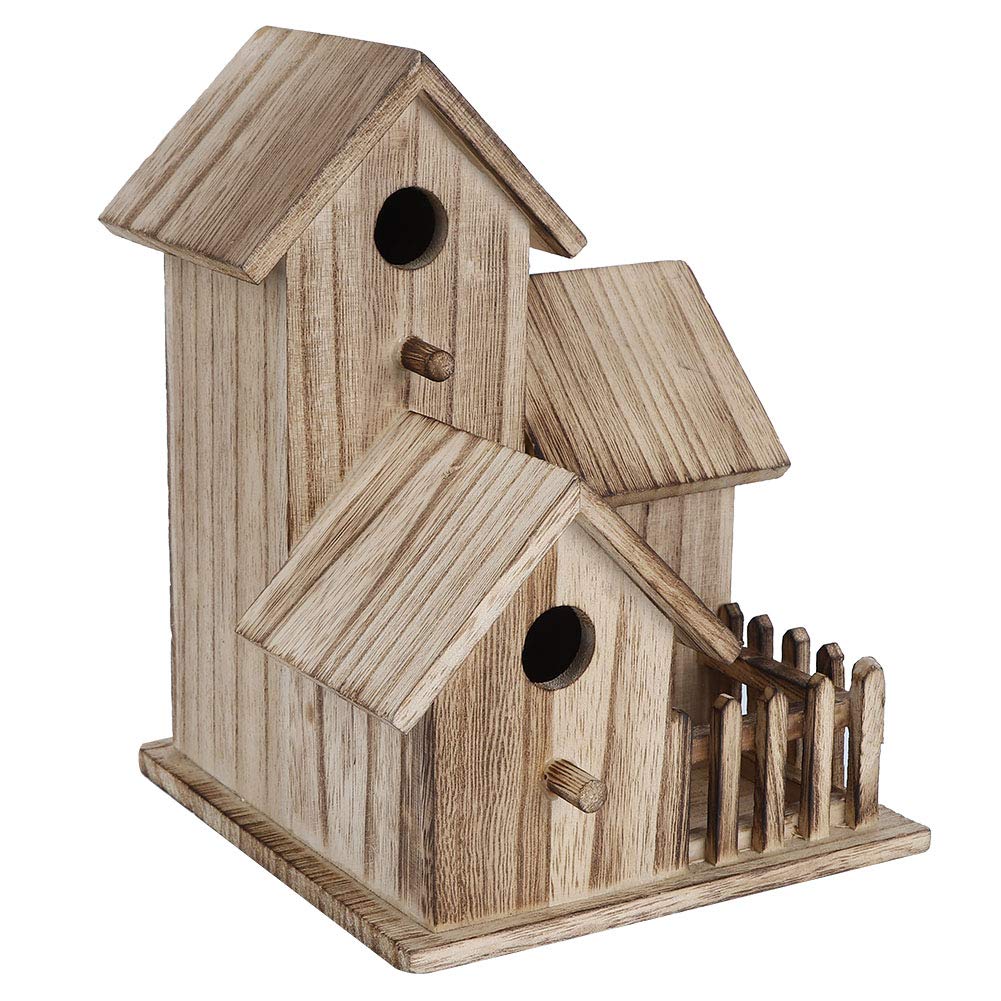 Birdhouse, Platane Wood Bird Nesting Box House Pet Supplies Decoration for Outside Hanging