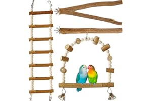 Luonfels Bird Perches 18" Ladder Parrot Toys, Apple Wood Foraging Toys for Parrots, Birds Swing for Conure Toys Pack of 4