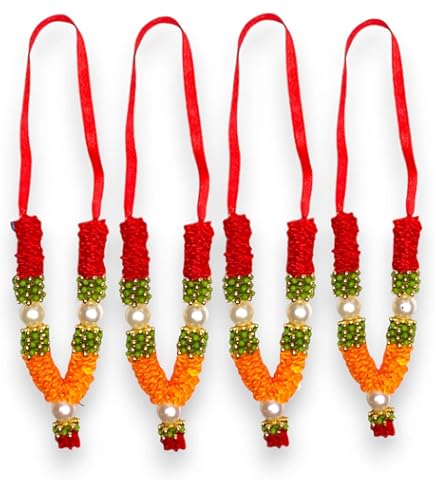 12 Stück Künstliche Mala-Girlanden Für Götterstatuen - Mehrfarbige Perlen-Dekoration Für Pooja & Feste