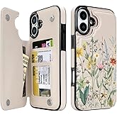 uCOLOR for iPhone 17 Wallet Case with Card Holder PU Leather RFID Blocking Design iPhone 17 flip case for Women Men Magnetic Clasp Kickstand Design 6.3 inch (Desert Flowers)