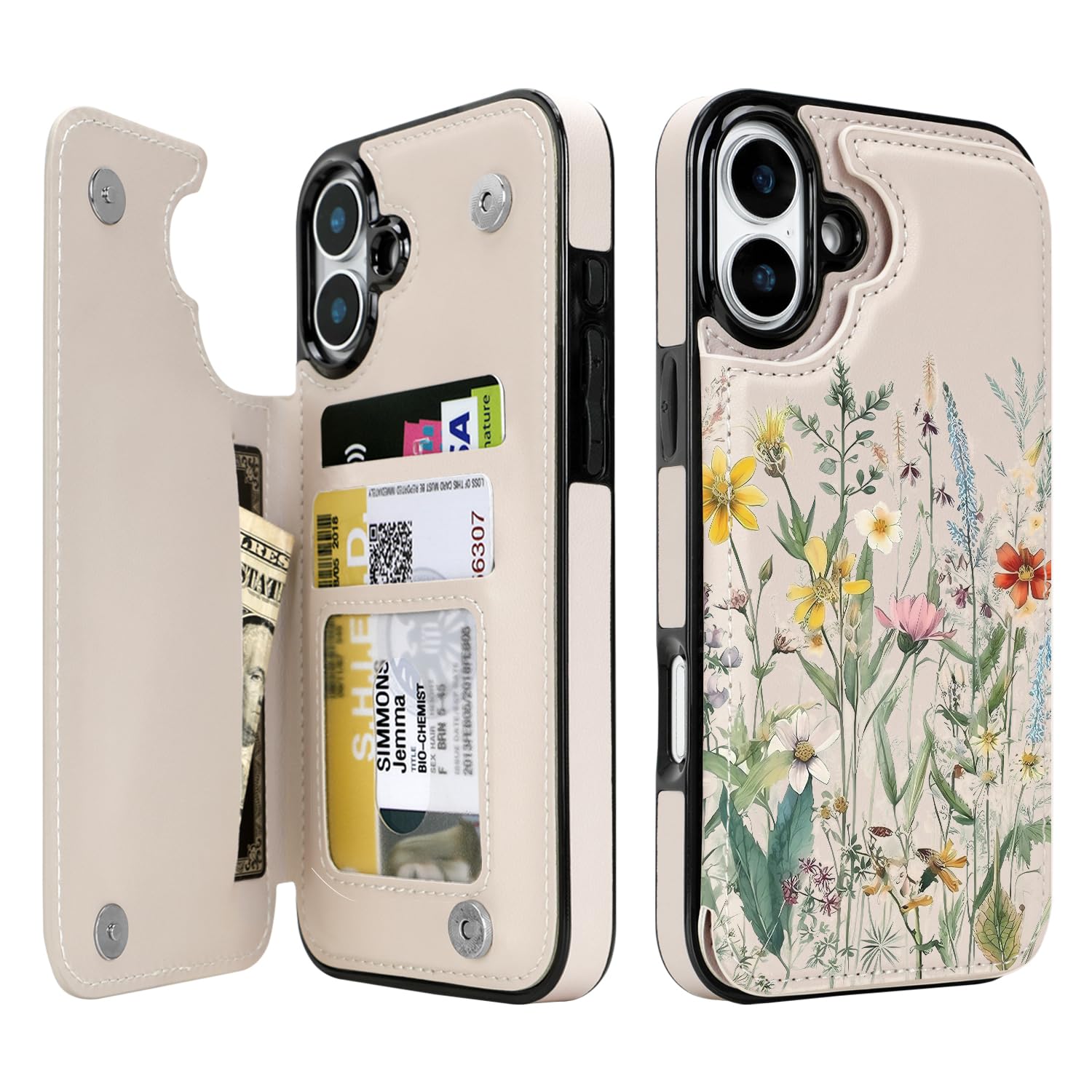 uCOLOR for iPhone 17 Wallet Case with Card Holder PU Leather RFID Blocking Design iPhone 17 flip case for Women Men Magnetic Clasp Kickstand Design 6.3 inch (Desert Flowers)