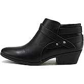 Soda SWEETEN Women's Fashion Closed Toe Multi Strap Ankle Bootie Block Heel (Wide Fit Available)