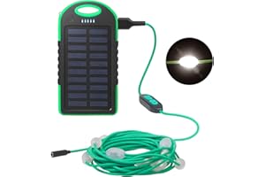 Anpro Solar Camping String Lights - 20.5Ft Solar String Lights Outdoor Waterproof W/12LEDs, Rechargeable Light with Adjustable Brightness and 7 Modes, Led Camping Lights for Decor Outdoor Hiking