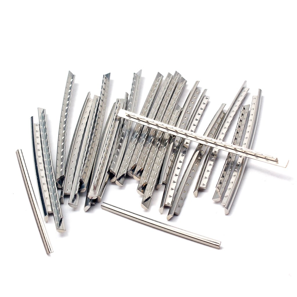 Alnicov Guitar Fretwire,24Pcs Nickel-plated Copper 2.2mm Fret Wire Set for Electric Guitar 24 Frets Fingerboard,Sliver