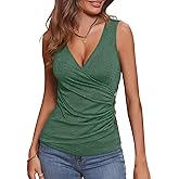 EasyGala Womens Deep V Neck Tank Tops Sexy Sleeveless Wrap Tops Fitted Ruched Shirts 2026
