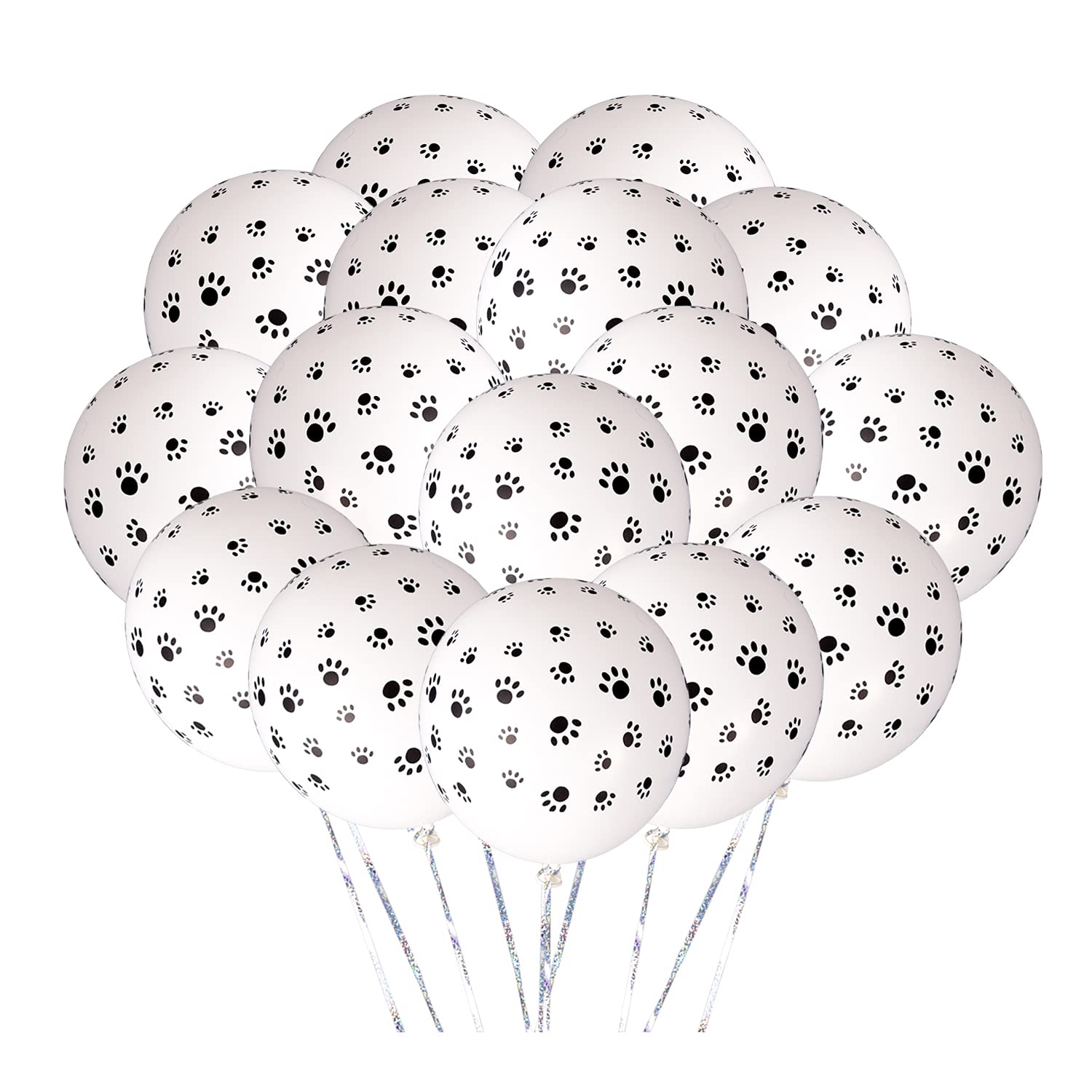 Fvomye 24 Pieces Paw Print Latex Balloons Black and White Safari Animal Themed Balloons Dog Theme Birthday Party Supplies for Kids Puppy Birthday Party Decoration