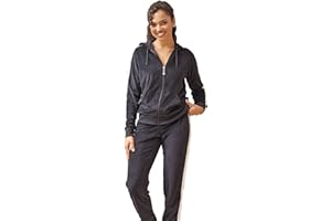 LeeHanTon Velour Tracksuit Womens Sweatsuit Set - Athletic Zip Up Hoodies and Sweatpants Outfits with Stripes