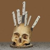 Skull Knife Holder for Kitchen, Skeleton Knife Stand, Horror Kitchen Storage Head Rack Kitchen Fruit Storage Rack Decoration, Scary Party Fruit Storage Rack Decoration