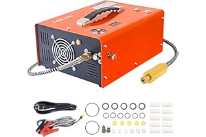 NDCYJG 4500Psi Pcp Air Compressor,Built-in Converter/Water-Oil Filter,Auto Stop,Oil/Water Free,Unique Horizontal Type Spool Portable Design,Powered by Car 12V DC or Home 110V AC for Paintball/Scuba