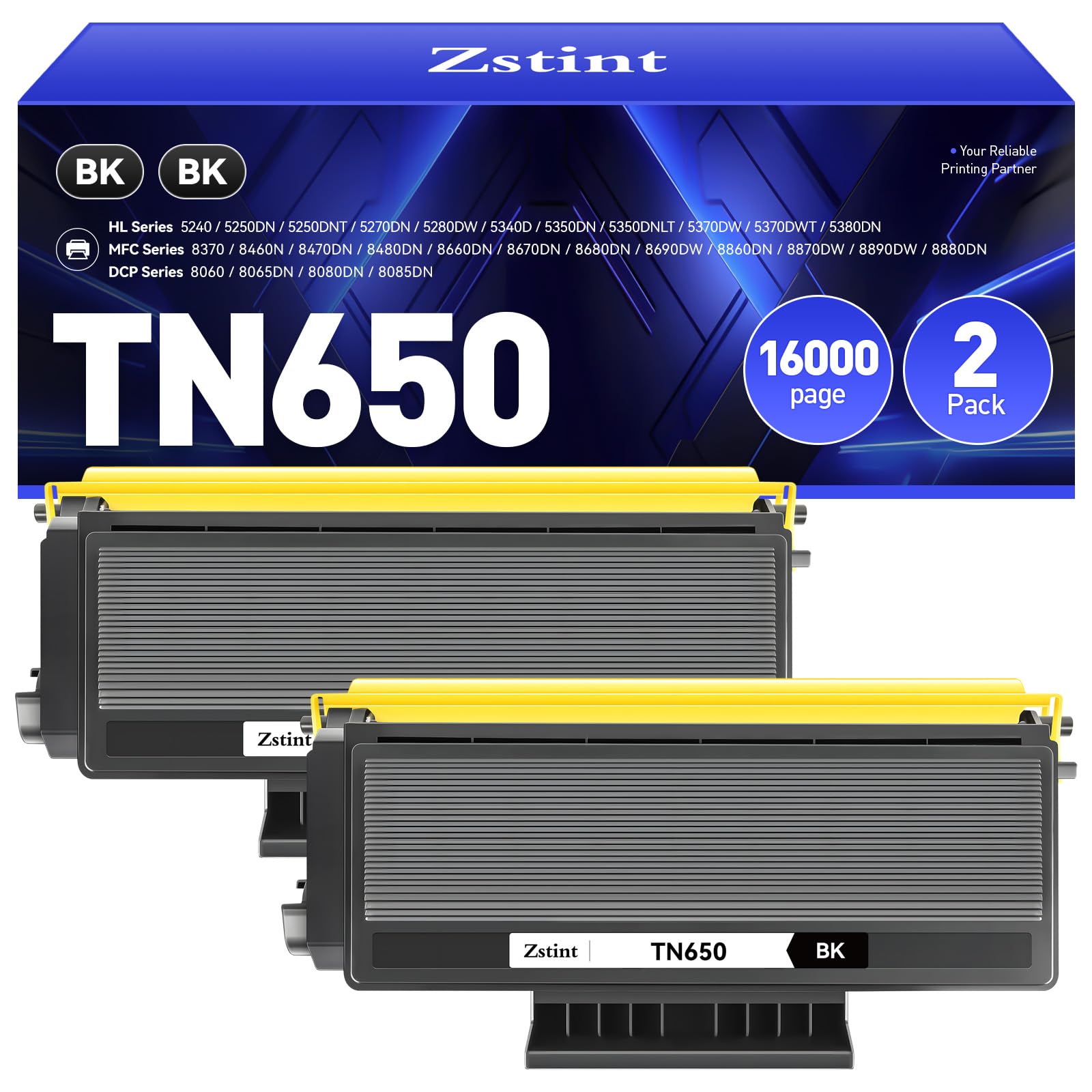 TN650 Toner Cartridge Black 2-Pack Compatible for