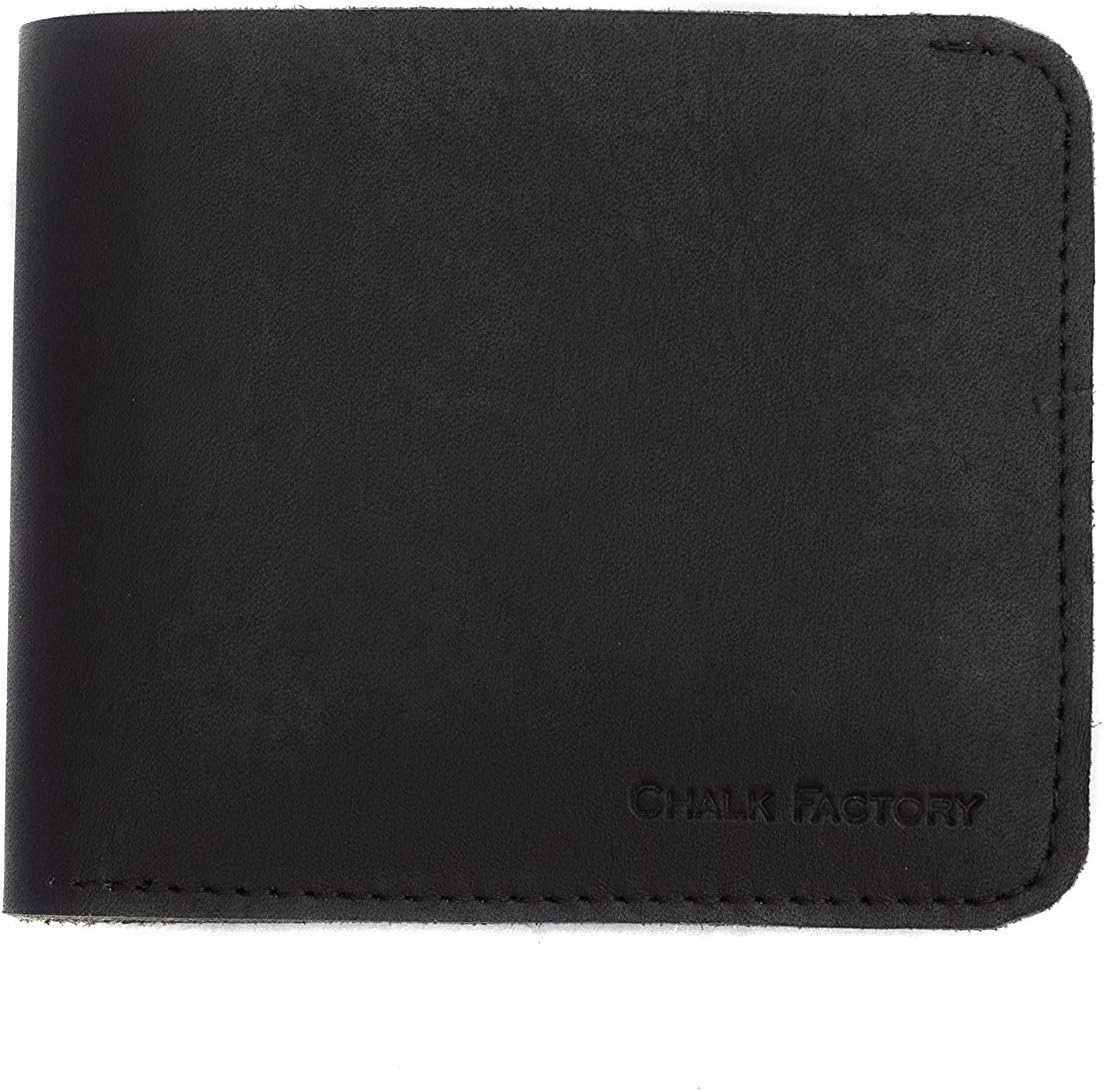 Chalk Factory Full Grained Veg Tanned Natural Leather Vintage Wallet #CF06 (Black)