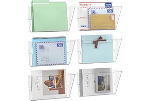 Gawerk 6 Pack Clear Single Pocket Wall File Holder Hanging Wall Organizer, Wall Mount Mails Magazines Organizer for Office and Home