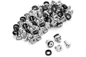 MMOBIEL 50 Pack Cage Nuts, Screws and Washers M6 x 16mm Rack Mount & Washers for Rack Mount Server Cabinets, Server Shelves, 