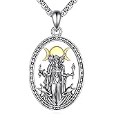 JERWLI Hecate Necklace 925 Sterling Silver Hecate Pendant Hekate Goddess of Witches Jewelry Gifts for Women