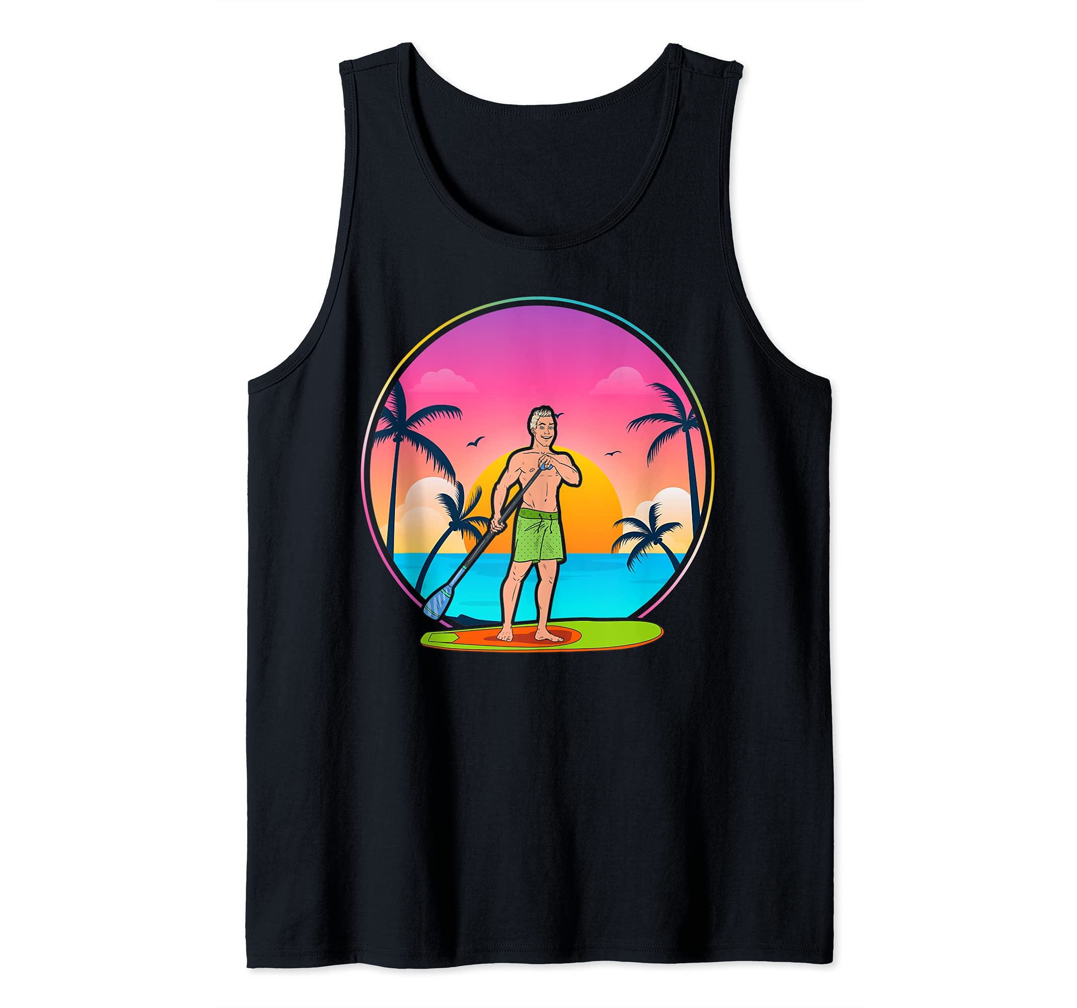 Paddleboarder Sunset SUP Paddleboarding Stand Up Paddling Tank Top