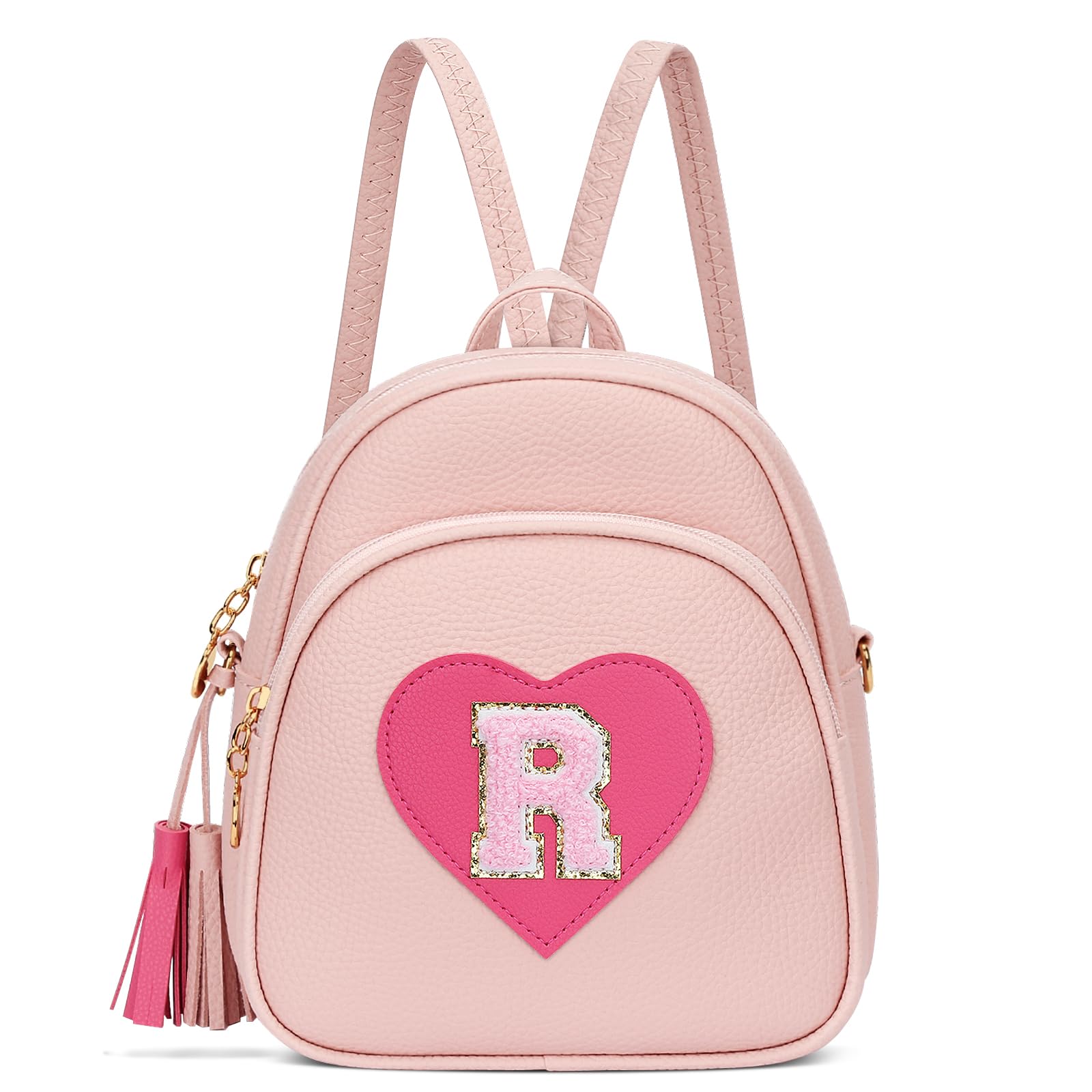 Photo 1 of CLOUDWINGS Girls Initial Mini Backpack Gifts for Kid Toddler Little Girl Teen Small Cute Heart Backpack Purse Preschool Kindergarten Bookbag?Pink-R