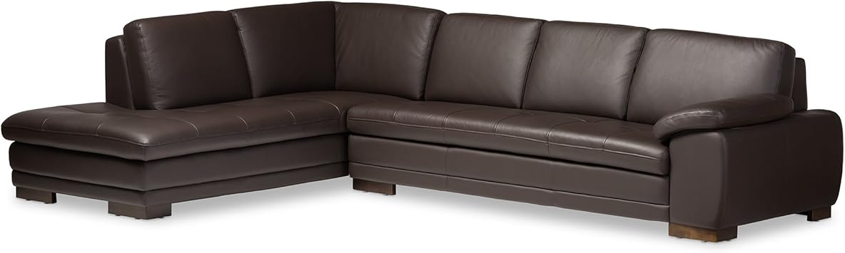 Amazon Com Baxton Studio Abriana 2 Piece Dark Brown Leather Sofa