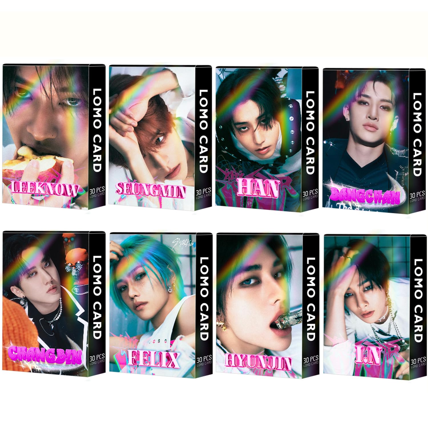 8 Pack/240Pcs Stray Kids Lomo Card Kpop Photocards Greeting Card with Postcards Box