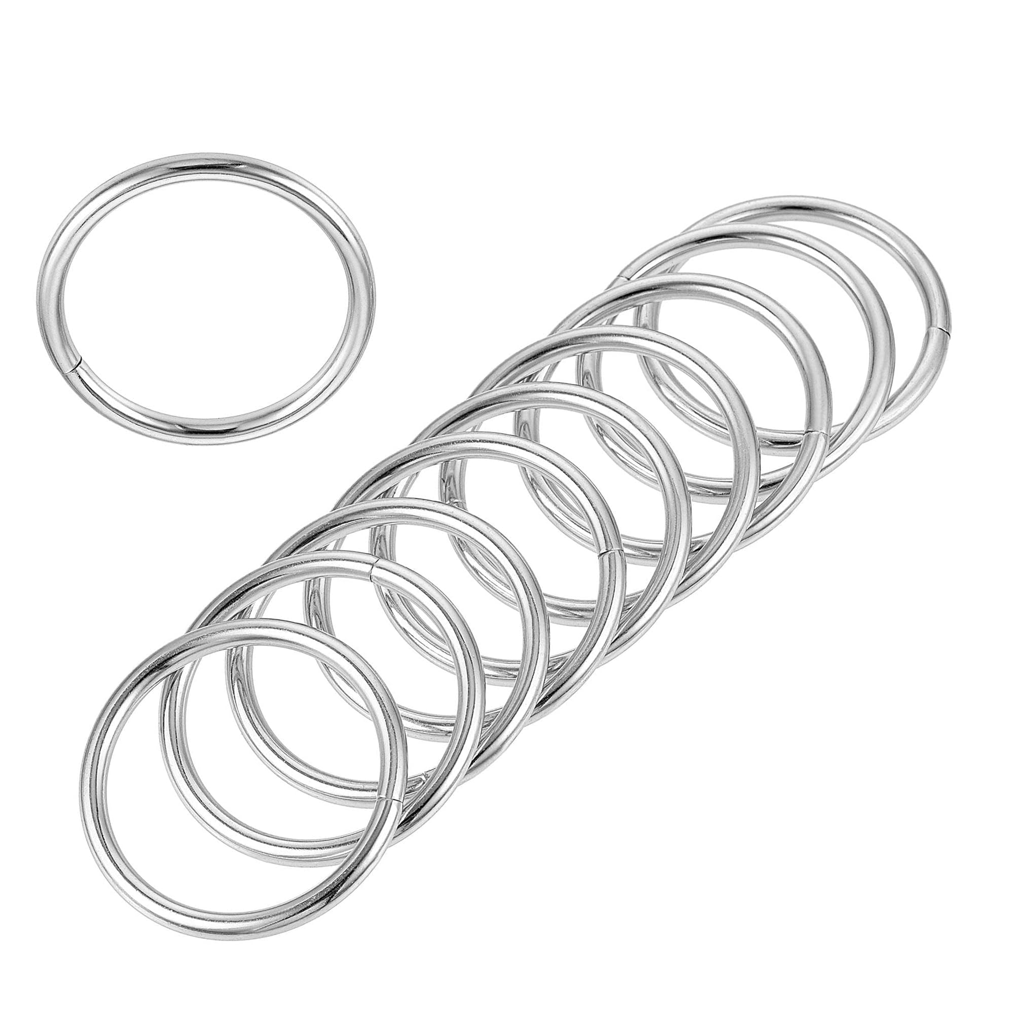 MACHSWON 0.59"(15mm) Metal O Rings 1.6mm Thick Non-Welded Multi-Purpose Buckles Heavy Duty Smooth Solid Ring for Bag Straps Belts Pet Leashes and DIY Crafts Silver 30pcs