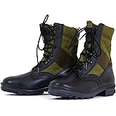 Original German Army Jungle Boots For Men - BALTES Black/Green Men’s Military Boots - Leather Combat Boots Men