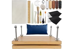 Kreapa 30 pcs book binding kits Book Press Book Binding Supplies & Book Binding Kits Book Binding Kits Starter Kit with Real Bone Clips Awl Big Eye Needle Waxed Book Cloth DIY,11.6 x 7.7 inches