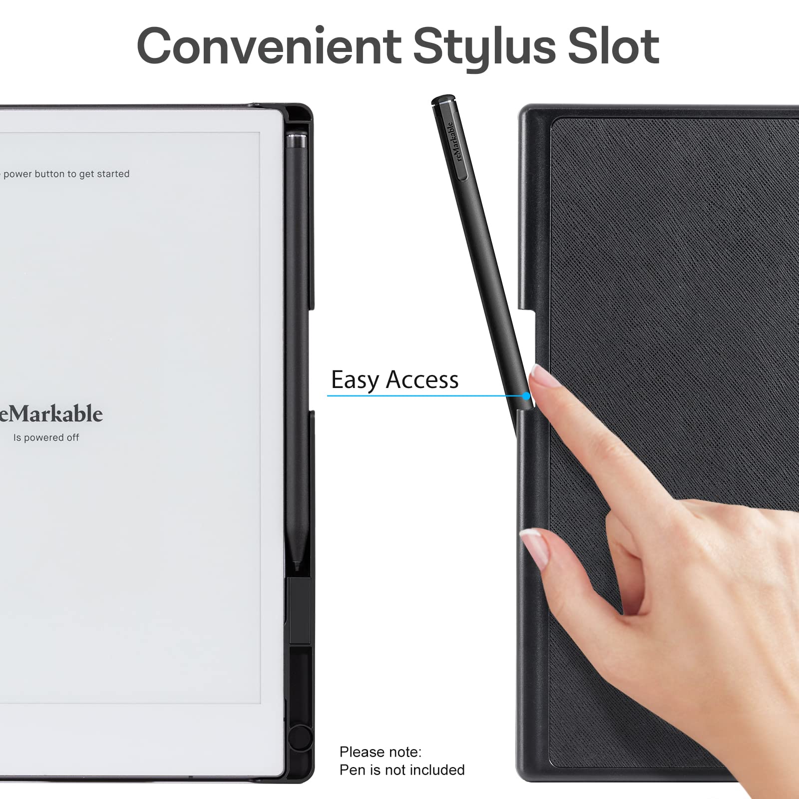 CoBak Case for Remarkable 2 Paper Tablet - Lightweight and Hard Back Shell Protective Book Folio Cover with Built-in Pen Holder - for 10.3