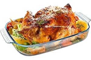 NUTRIUPS Clear Glass Baking Dish for Oven, Oblong Casserole Dish Rectangular Baking Pan Glass Bakeware,1 Piece (3 Quart)